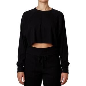 NEW NWT NIA Raglan Hacci Crop Top Super Soft Stretchy Ribbed Black Sz XS X-Small